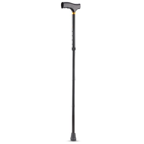 Drive Medical Designer Folding Cane with T Handle - Adjustable Height - Walking Aid for Seniors - Black - 45cm Height