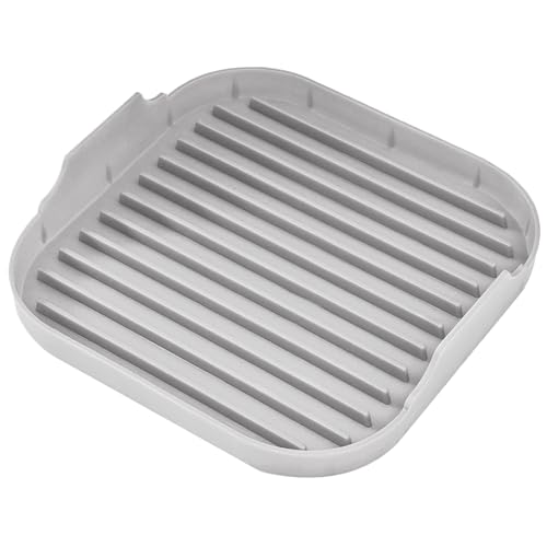 Food-Grade Silicone Microwave Bacon Tray for Easy Cooking, Non-Stick with Grooves, Dishwasher Safe, 9.8x9.8x2 Inch Grey,