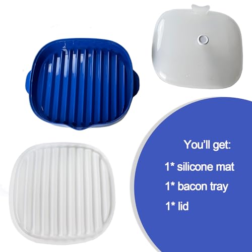 Large Capacity Blue Microwave Bacon Grill Tray with Splatter Lid
| Microwave Safe Blue Bacon Rack for Easy Cooking
| Bl