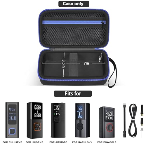 Hafuloky Tire Inflator Case Portable Cordless Car Tire Pump Travel Storage Bag with Mesh Pocket for Pressure Gauge Acces