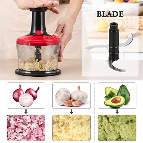Quick Hand Press Vegetable Chopper for Smiling Mom, Easy to Chop Vegetables and Fruits, Pro Food Cutter, 1.2L ABS Food