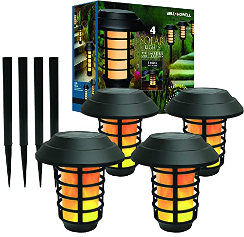Bell+Howell Premiere Edition Solar Pathway Lights for Outdoors - Waterproof Wireless Sun-Powered LED Lights Set of 4