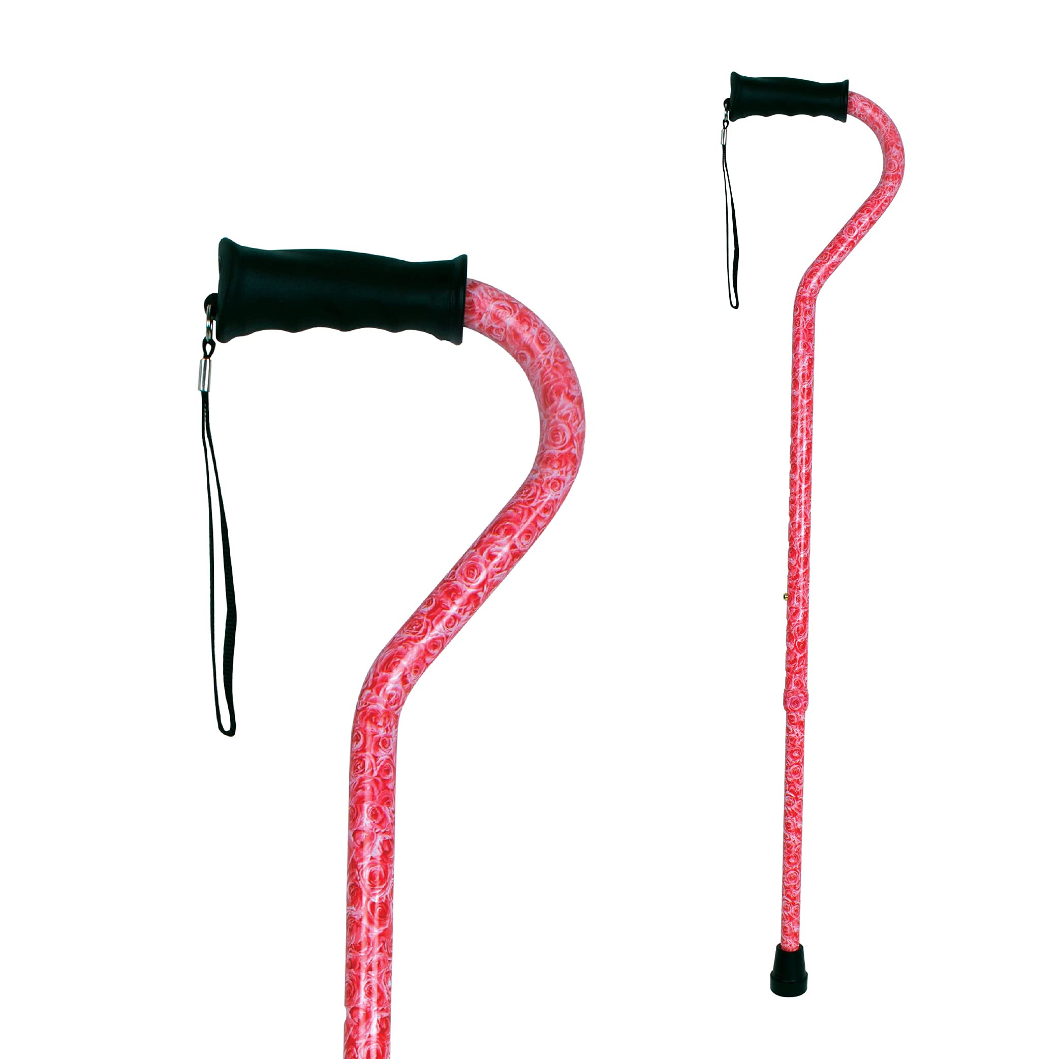 Ergo Offset Cane with Soft Cushioned Handle - Adjustable Walking Cane for Women - Rose Pattern  
Ergo Offset Cane with S