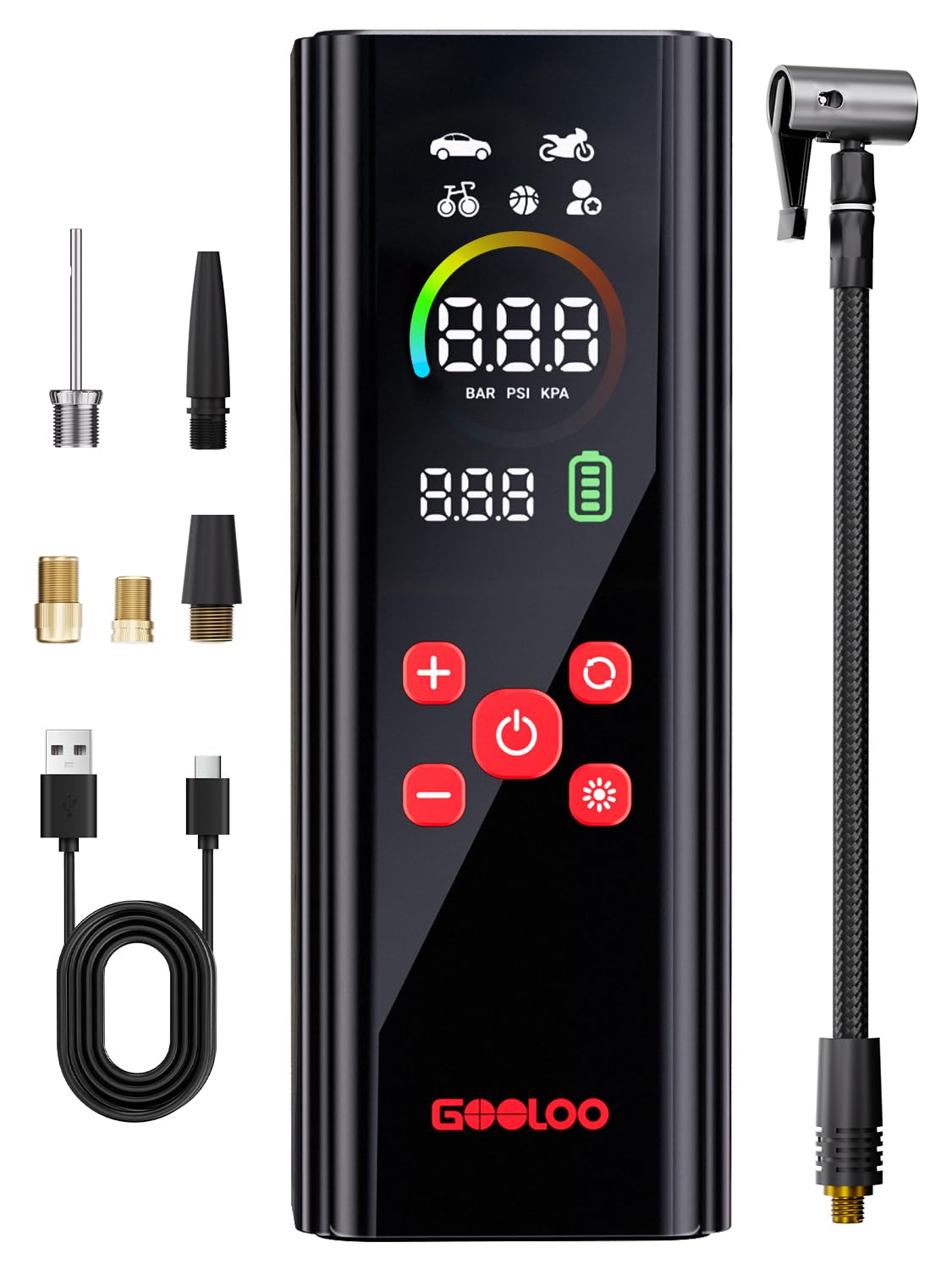 GOOLOO AP150 PRO Tire Inflator Portable Air Compressor - Upgraded 4X Faster Car Tire Pump with LED Screen & Auto Shut-of