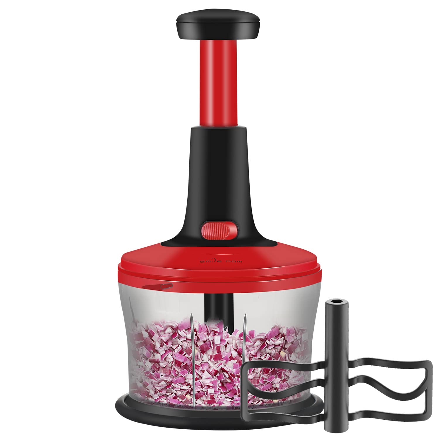 Quick Hand Press Vegetable Chopper for Smiling Mom, Easy to Chop Vegetables and Fruits, Pro Food Cutter, 1.2L ABS Food