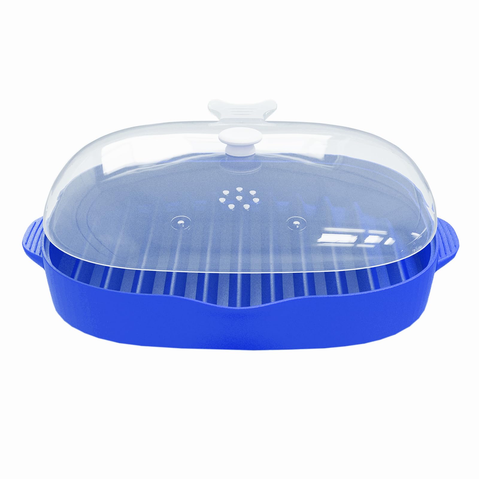 Large Capacity Blue Microwave Bacon Grill Tray with Splatter Lid
| Microwave Safe Blue Bacon Rack for Easy Cooking
| Bl