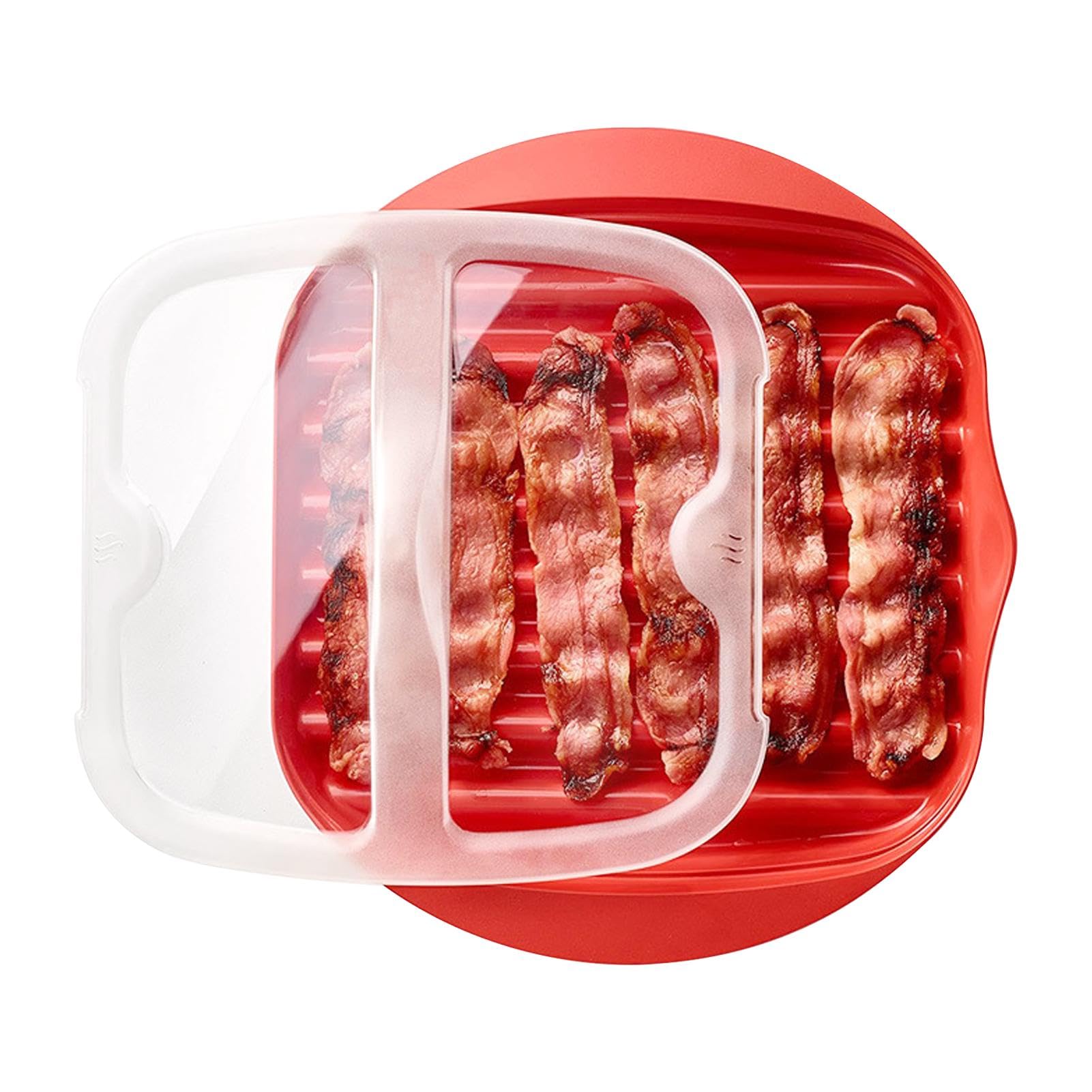 Single Tray Red Microwave Bacon Cooker with Cover for Quick Crispy Bacon Making
| Red Microwave Bacon Cooker with Cover