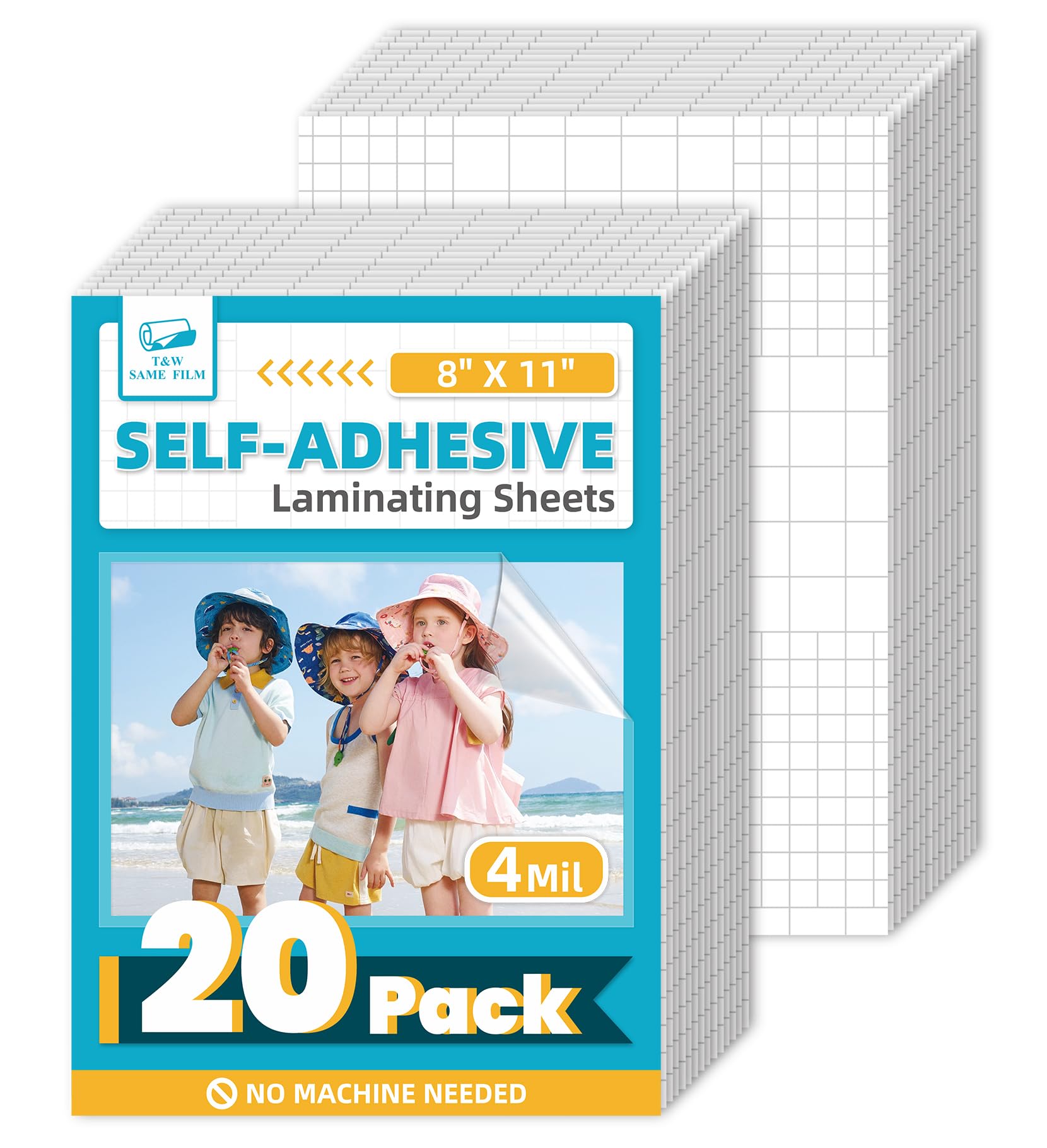 Self Adhesive No Heat 8 x 11 Inch Laminating Sheets for Laminator, Round Corner - 20 Pack  
Self Adhesive No Heat 4mil 8