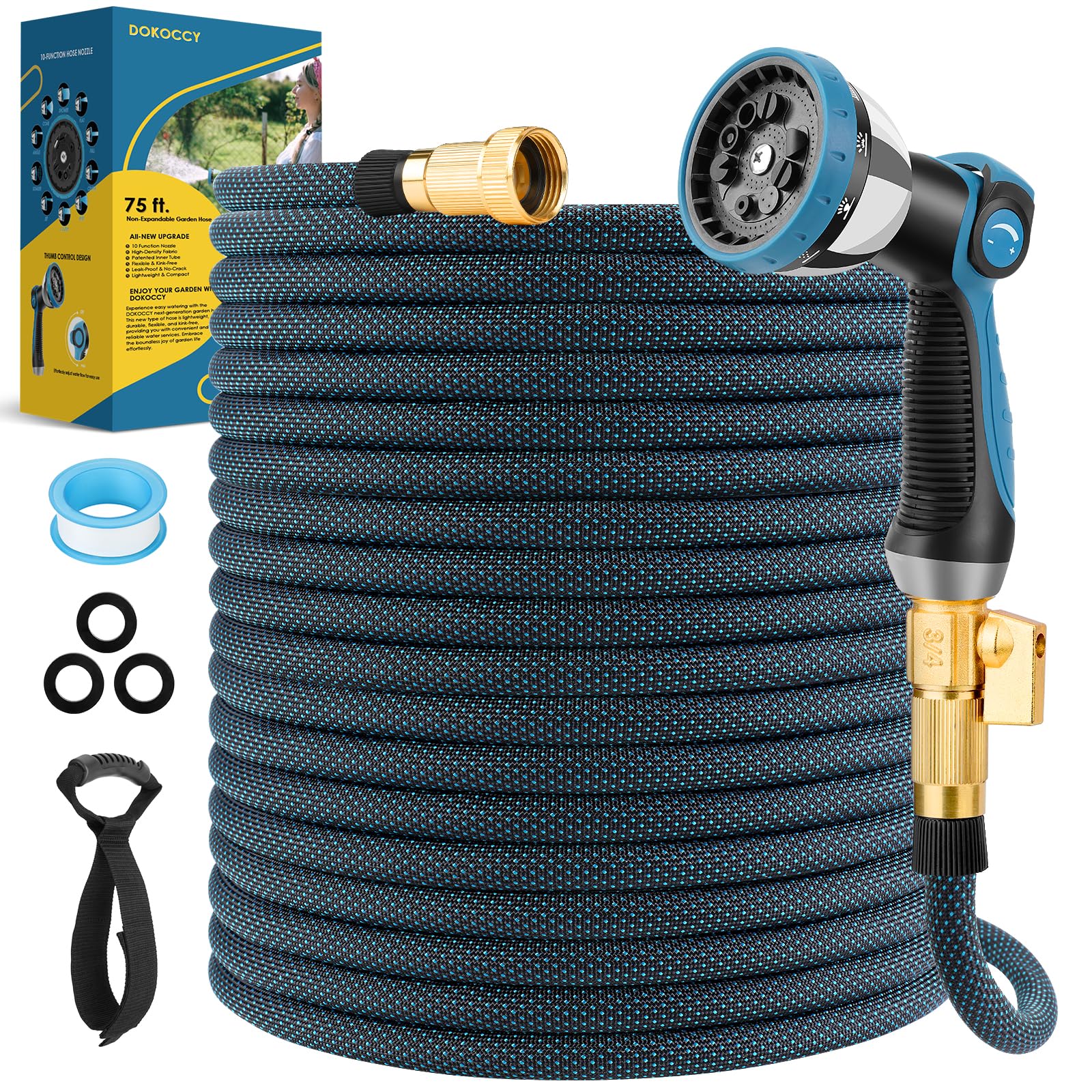Non-Expanding Garden Hose 75 ft for Easy Watering, Durable & Leak-Proof, Lightweight & Flexible
| Non-Expanding Garden